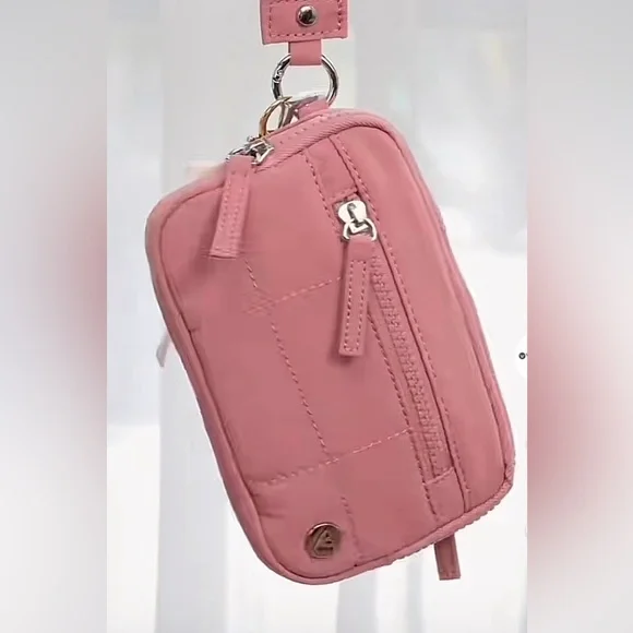 Westbronco Nylon Quilted Wristlet; Rose Pink; NWT; Multi Zipper Compartments - Picture 5 of 14